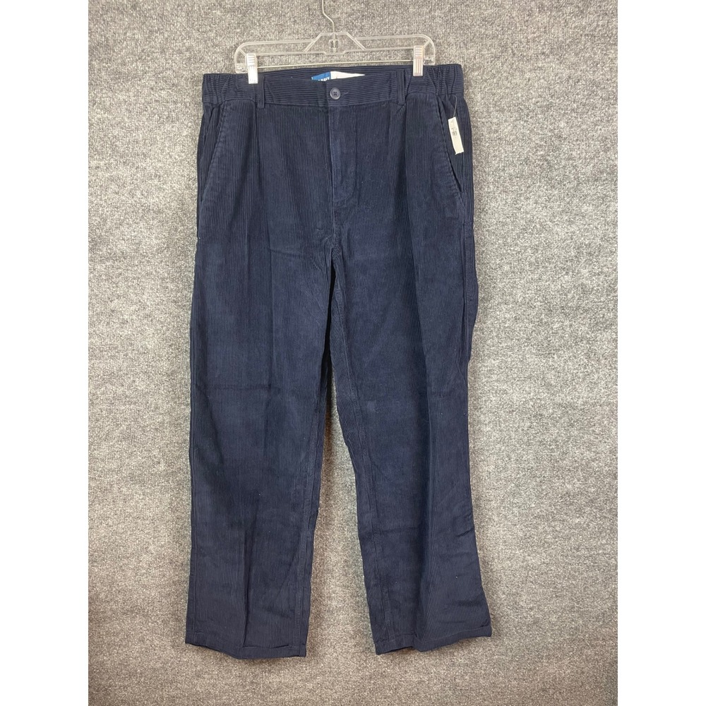 Old Navy Corduroy Pants Mens L Navy Blue New Elastic Waist Straight Leg Trousers